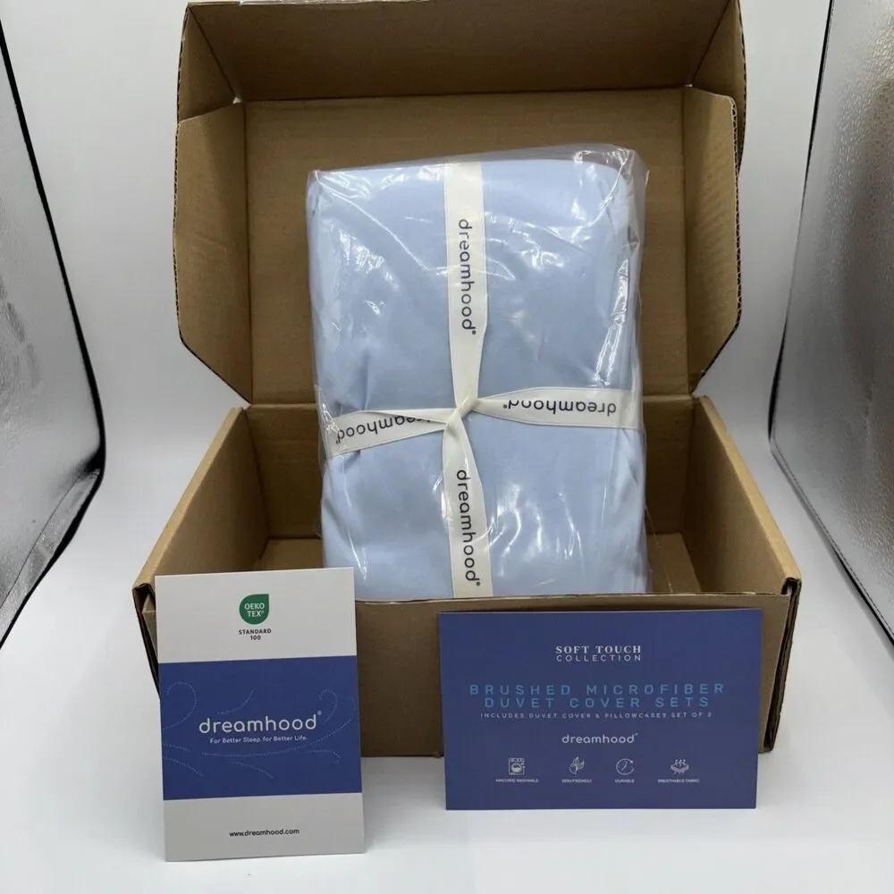 Dreamhood Blue Microfiber Duvet Cover Set Queen 2 Pillow Cases Bedding 90